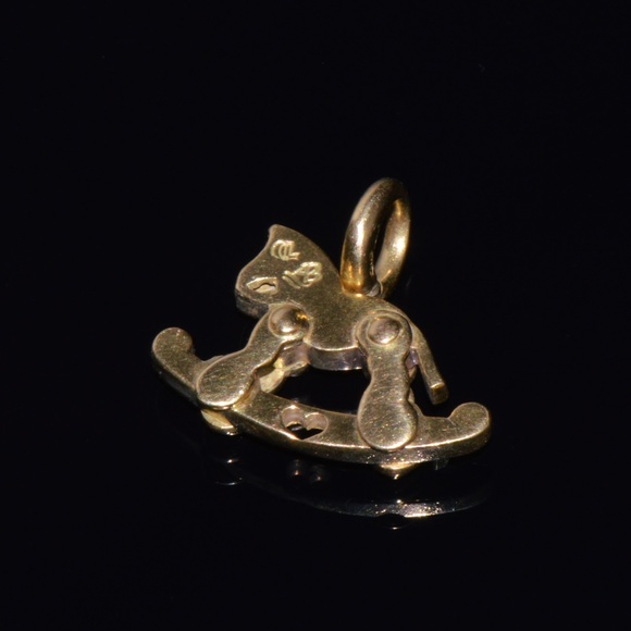 DESIGNER AARON BASHA NATURAL DIAMOND & ENAMEL SOLID 18K GOLD ROCKING HORSE CHARM - Picture 4 of 11